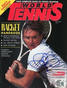 JIMMY CONNORS WORLD TENNIS MAGAZINE SIGNED AUTOGRAPHED BECKETT BAS - Picture 1 of 1