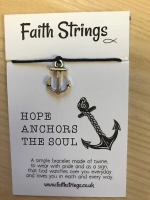 Glauben Strings Wunscharmband Schnur Hoffnung Anker Jesus Liebe Gott Religion Geschenk - Bild 1 von 3