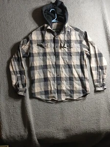 American Eagle Women’s Black& White Flannel Hoodie Size Medium Oversized Sweater - Picture 1 of 13