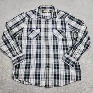 American Rag Button Down Shirt Mens Large Blue Plaid Pearl Snap Long Sleeved - Picture 1 of 10