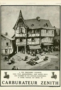 "CARBURATEUR ZENITH" Annonce originale entoilée L'ILLUSTRATION ALO 1925 33x44cm - Picture 1 of 1