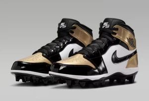 Jordan 1 Mid TD Football Cleat Gold Black White Men's | Size 7 - 18 - Picture 1 of 9
