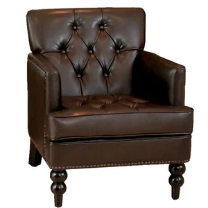 Christopher Knight Home Malone Leather Club Chair Brown 28D x 29.5W x 33.5H Inch - Picture 1 of 5