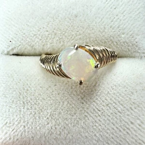 Australian Solid Crystal Opal Ring 14k Gold Size J1/2 - Picture 1 of 12