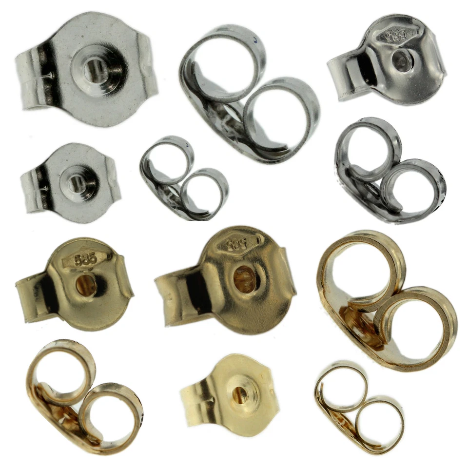 Repuesto de oro blanco y amarillo macizo de 14K con un solo empuje hacia atrás para aretes Foto 1 de 1
