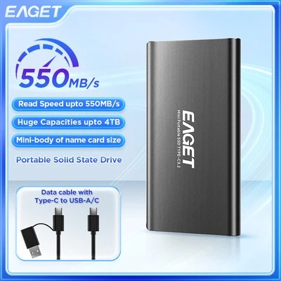 EAGET M1 USB 3.2 Portable SSD 550MB/s Type-C PSSD Compact for Mac/PC/Phone LOT - Image 1 of 4