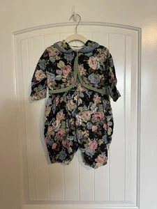 CachCach Vintage Bubble Romper Dark Floral Size 12 Months - Picture 1 of 7