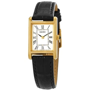 Seiko Quartz White Dial Black Leather Ladies Watch SWR054 - Picture 1 of 3
