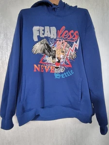 Maglione uomo VINTAGE Revel Minds Fearless Never Settle 2XL blu con aquila e tigre - Foto 1 di 11