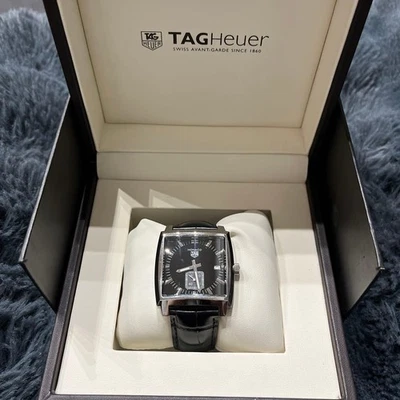 Tag Heuer Monaco WAW131A FC6177 cuarzo esfera negra 37 mm x 36 mm descontinuado funcionando Foto 1 de 4
