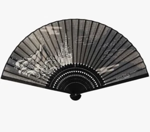 Tokyo Disney Resort Folding Fan Cinderella Castle & Mt. Prometheus Japan Wagara - Picture 1 of 7
