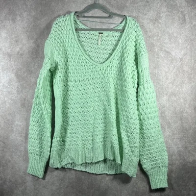 Suéter Free People Crashing Waves Mujer Grande Verde Menta Tejido Crochet De Gran Tamaño Foto 1 de 4