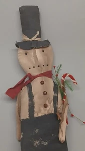 Primitive handgefertigte Schneemann Puppe Grungy handbemalt Weihnachten Urlaub Winter - Bild 1 von 3