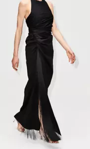 New Salvatore FERRAGAMO Halter Gathered Black Maxi Long Gown Dress IT 38 US 2 4 - Picture 1 of 13