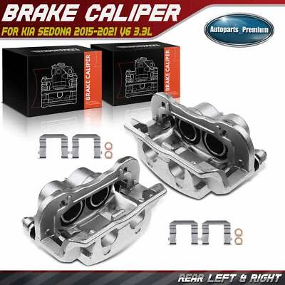 Pair Front Disc Brake Caliper with Bracket for Kia Sedona 2015 2016-2021 V6 3.3L - Image 1 of 4
