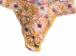 hanky panky thong panty Original Rise Printed Yellow Floral - Picture 1 of 2