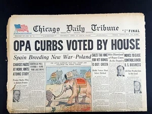 OPA Curbs Voted By House 1946 Old Newspaper Chicago Tribune Apr 18 - Picture 1 of 3