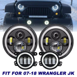 For 2007-2018 Jeep Wrangler JK Halo LED Headlight + Halo LED Fog Light Combo Kit - Foto 1 di 22