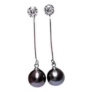2 Ways To Wear 10.7mm Purple Black Blue Edison Cultured Pearl Stud and Earrings - Picture 1 of 7