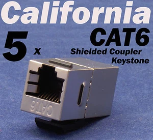 5 X pcs Lot CAT6 Shielded Inline RJ45 Keystone Wall Coupler Jack Adapter 8P8C E - Picture 1 of 10