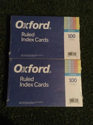 2 Oxford Ruled Index Cards, 5 X 8, Blue/violet/canary/green/cherry, 100/pack" - Image 1 of 2