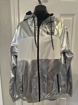 Chaqueta Anorak Victoria's Secret ROSA Cremallera Completa Nueva con Etiquetas M/L Blanco/Plateado Foto 1 de 4