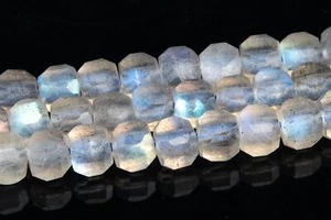 4MM Labradorite Beveled Edge Faceted Cube Grade AAA Genuine Natural Loose Beads - Picture 1 of 4