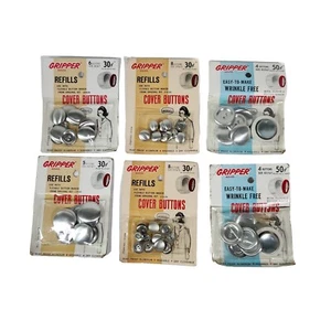 Vtg Gripper Cover Buttons Lot 6 Refills Kit Aluminum Assorted Sizes USA NOS HTF - Picture 1 of 12