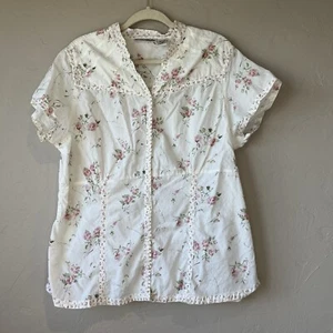 Y2K Vintage 2x Floral Rosa Femenina Abotonada Bebé Muñeca Blanca Boho Coqueta Shee - Imagen 1 de 11
