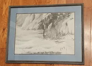 Christopher Walden 1989 Hand signed Rabbit Print 16 X 21 - Picture 1 of 6