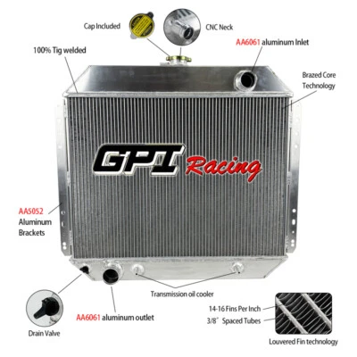 Radiador de aluminio para FORD F100 F150 F250 F350 V8 67-81 Bronco F-250  Foto 1 de 4