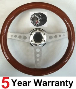 KIT VOLANT ET BOSSAGE BOIS 13,7 POUCES MOYEU COMPATIBLE CLASSIQUE AUSTIN ROVER MINI - Photo 1 sur 3