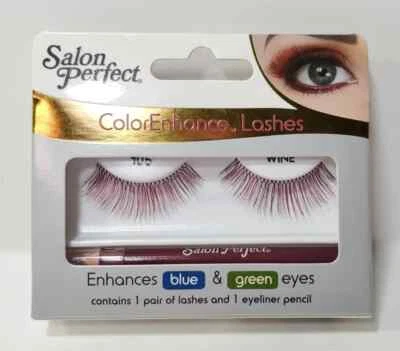SALON PERFECT 105 WINE COLOR EYE LASHES ENHANCES BLUE AND GREEN EYES NEW - Image 1 of 2