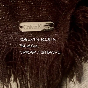 Calvin Klein NEW Wrap Shawl. NWT. 85” X 28”. Glimmer Black. - Picture 1 of 7