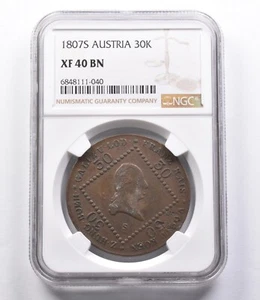 XF40 BN 1807 S Austria 30 Kreuzer NGC *2940 - Picture 1 of 3
