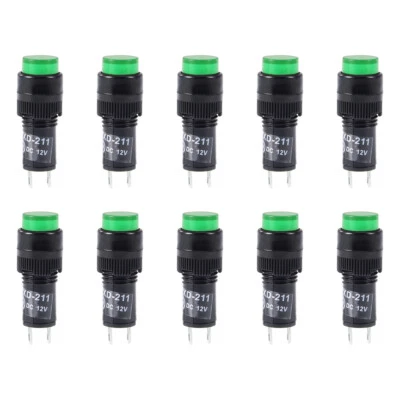 Spie CC 12V NXD-211 Neon verde filo montaggio pannello con 2/5" 10mm 10pz - Immagine 1 di 4