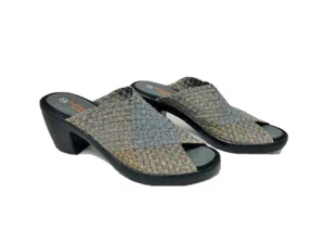 Bernie Mev. New York women's silver weave peep toe slide sandal shoes size 10 - Picture 1 of 7