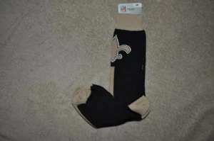 Calcetines de tripulación negros/dorados con logotipo de los New Orleans Saints para pies desnudos para hombre talla grande nuevos con etiquetas - Imagen 1 de 2