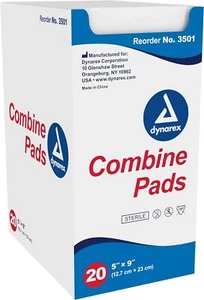 Dynarex Non-Adherent Combine Pad, 3501, Sterile 5 Inches x 9 Inches, 20/PK - Picture 1 of 3