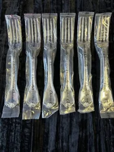 Christofle France Port Royal Silverplate Dinner Forks 8 1/8"- Set of 6 - Sealed - Picture 1 of 7
