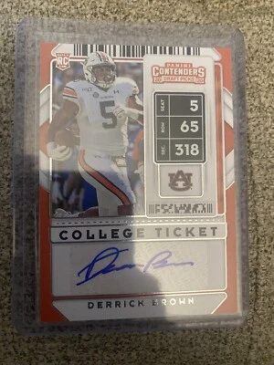 2020 Panini Contenders Draft Picks - College Ticket Autographs Derrick Brown - Image 1 of 3