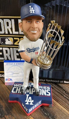Max Muncy Signed Dodgers 2020 WS Champions Trophy Bobblehead PSA/DNA Authentic - Image 1 of 4