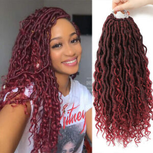 Faux Locs with Curly River Synthetic Braid Hair Extension Red Wavy Crochet Hair
