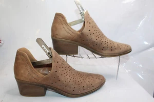Fergalicious Womens Size 9 Tan Bandit Block Heel Perforated Ankle Boot Booties - Picture 1 of 9
