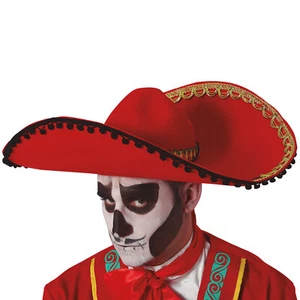 El Mariachi Sonnenhut Mexikaner-Kostüm Mexikanischer Sombrero Mexikaner Hut Rot - Bild 1 von 1
