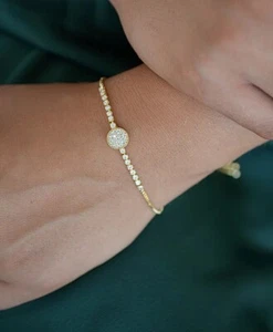 5.50 Ct Round Cut VVS1/D Diamond Women's Tennis Bracelet 14k Yellow Gold Finish - Picture 1 of 6