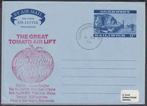 1972 Guernsey 5p Aerogramme; The Great Tomato Airlift; Operation Redskin - Picture 1 of 3