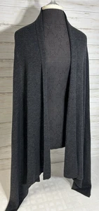 Cardigan Eileen Fisher 100% lana merino GRANDE donna grigio giacca aperto SENZA MANICHE - Foto 1 di 16
