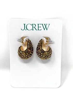 J Crew сахара диско обруч падение Pave полированный золото стекла кристалл серьги новый с Ярлыками - Изображение 1 из 4