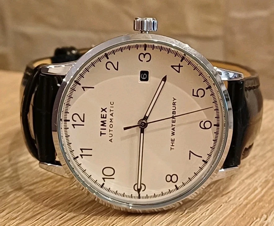 Orologio Uomo Automatico  Timex Pelle Silver White **Bellissimo** !!! - Immagine 1 di 4